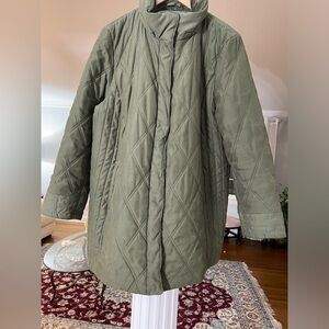 White Stage women’s olive green quilt puffer coat/ Jacket size 2X( 18-20)